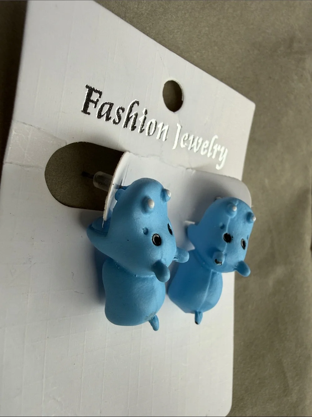 Fashion Jewelry Light Blue Hippo Dangle Earrings
